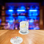 Baby shower roos goudbloemgroen ronde kartonnen onderzetter