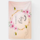 Baby shower roos goudbruine roze florale bloem om spandoek (Verticaal)