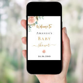 Baby shower roos gouden bloemeneucalyptus welkom poster