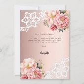 Baby shower roos Gouden Bloemenkant Dank u kaart (Achterkant)