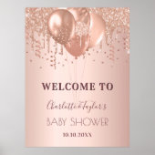 Baby shower roos gouden blush ballonnen welkom poster (Voorkant)