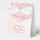 Baby shower roos gouden blush roze meisje dank u bedankdoosjes (Voorkant Zijde)