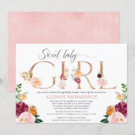 Baby shower roos gouden bruidsbrij kaart