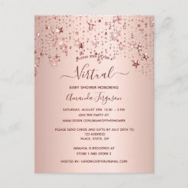 Baby shower roos gouden dripsterren virtuele sterr briefkaart