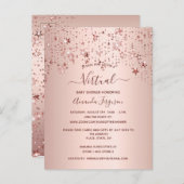 Baby shower roos gouden dripsterren virtuele sterr briefkaart (Voorkant / Achterkant)