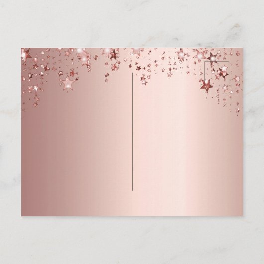 Baby shower roos gouden dripsterren virtuele sterr briefkaart (Achterkant)