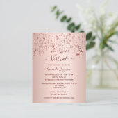 Baby shower roos gouden dripsterren virtuele sterr briefkaart (Staand voorkant)