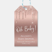 Baby shower Roos gouden glitter dank u Cadeaulabel (Voorkant)