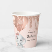Baby shower roos gouden olifant meisje ballonnen papieren bekers (Achterkant)