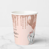 Baby shower roos gouden olifant meisje ballonnen papieren bekers (Links)