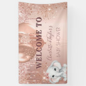 Baby shower roos gouden olifant meisje ballonnen spandoek (Verticaal)