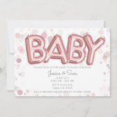 Baby shower Roos Gouden Roze Ballonnen Modern Chic Kaart (Voorkant)