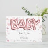 Baby shower Roos Gouden Roze Ballonnen Modern Chic Kaart (Staand voorkant)
