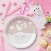 Baby shower Roos gouden ster glitter ooievaar Papieren Bordje (Feest)