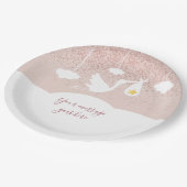 Baby shower Roos gouden ster glitter ooievaar Papieren Bordje (Gekanteld)