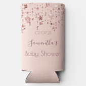 Baby shower roos gouden sterren blush meisje seltzer blikjeskoeler (Achterkant)