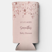 Baby shower roos gouden sterren blush meisje seltzer blikjeskoeler (Voorkant)