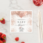 Baby shower roos gouden witte schattige olifantenb servet (Insitu)