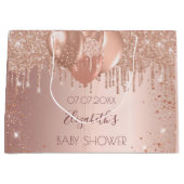 Baby shower roos gouden zwarte glitter druppelt ba groot cadeauzakje (Voorkant)