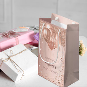 Baby shower roos gouden zwarte glitter druppelt ba klein cadeauzakje