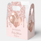 Baby shower roos gouden zwarte glitterballonnen bedankdoosjes (Geopend)
