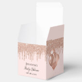 Baby shower roos gouden zwarte glitterballonnen bedankdoosjes (Geopend)