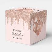 Baby shower roos gouden zwarte glitterballonnen bedankdoosjes (Achterkant)