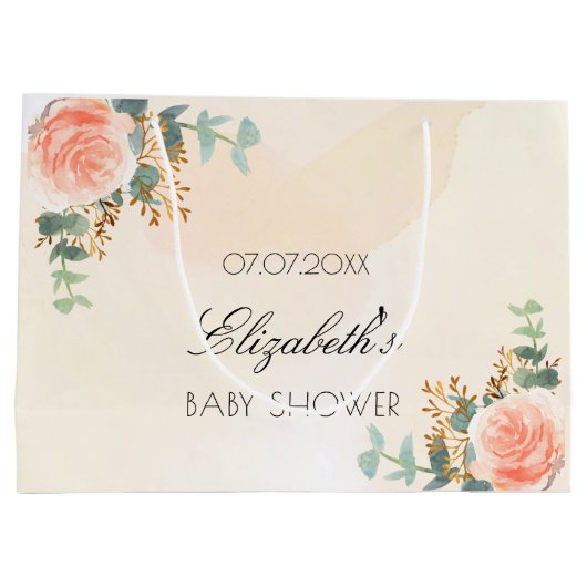 Baby shower roos goudfloreucalyptus groot cadeauzakje (Achterkant)