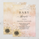 Baby shower roos goudhoudende zonnebloempitter kaart (Voorkant / Achterkant)