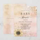 Baby shower roos goudhoudende zonnebloempitter uitnodiging briefkaart (Voorkant / Achterkant)