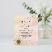 Baby shower roos goudhoudende zonnebloempitter uitnodiging briefkaart (Staand voorkant)