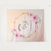 Baby shower roos goudzwarte roze floralen geometri wandkleed (Voorkant (horizontaal))