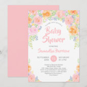 Baby shower Roses Waterverf Floral Girly Kaart (Voorkant / Achterkant)