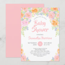 Baby shower Roses Waterverf Floral Girly