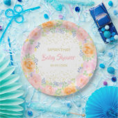 Baby shower Roses Waterverf Floral Girly Papieren Bordje (Feest)