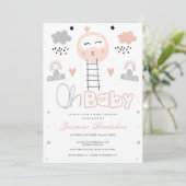 Baby shower route naar de maan Oh Baby Kaart (Staand voorkant)