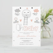 Baby shower route naar de maan Oh Baby Kaart (Staand voorkant)
