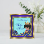 Baby shower Royal Blue Boy kroonprins 2 Kaart (Staand voorkant)