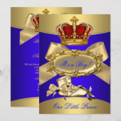 Baby shower Royal Blue Boy kroonprins Kaart (Voorkant / Achterkant)