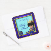 Baby shower Royal Blue Boy kroonprins Vierkante Sticker (Envelop)