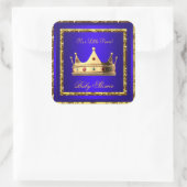 Baby shower Royal Blue Boy kroonprins Vierkante Sticker (Tas)