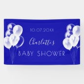 Baby shower royal blue boy witte ballonnen spandoek (Horizontaal)