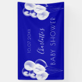 Baby shower royal blue boy witte ballonnen spandoek (Verticaal)