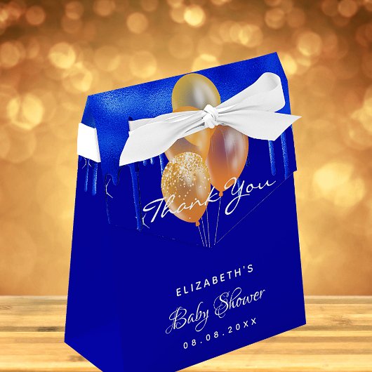 Baby shower royal blue gold ballonnen dank u bedankdoosjes