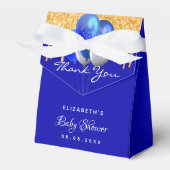 Baby shower royal blue gold ballonnen dank u bedankdoosjes (Voorkant Zijde)