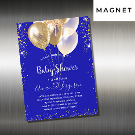 Baby shower royal blue gold ballonnen luxe magnetische uitnodiging