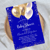 Baby shower royal blue goudballonnen kaart