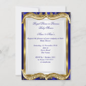 Baby shower Royal Blue Navy Gold Crown Kaart (Achterkant)