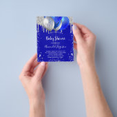 Baby shower royal blue zilver - uitnodiging tot he flyer (Hand)