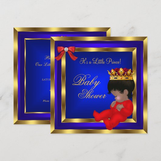 Baby shower Royal Red Blue Boy kroonprins 2 Kaart (Voorkant / Achterkant)